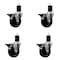 Service Caster 4'' Phenolic Swivel 1-3/4'' Expanding Stem Caster Set with Brake, 4PK SCC-EX20S414-PHR-PLB-134-4 - alternate 1